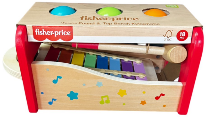 fisher-price 費雪 木製音樂敲敲樂, 多色, 1組