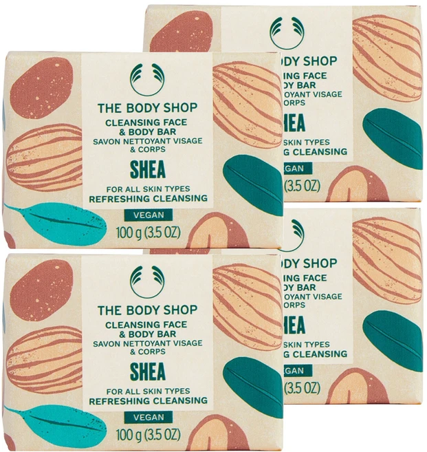 더바디샵 클렌징 페이스 앤 바디 비누바 시어, 100g, 4개 - 쿠팡