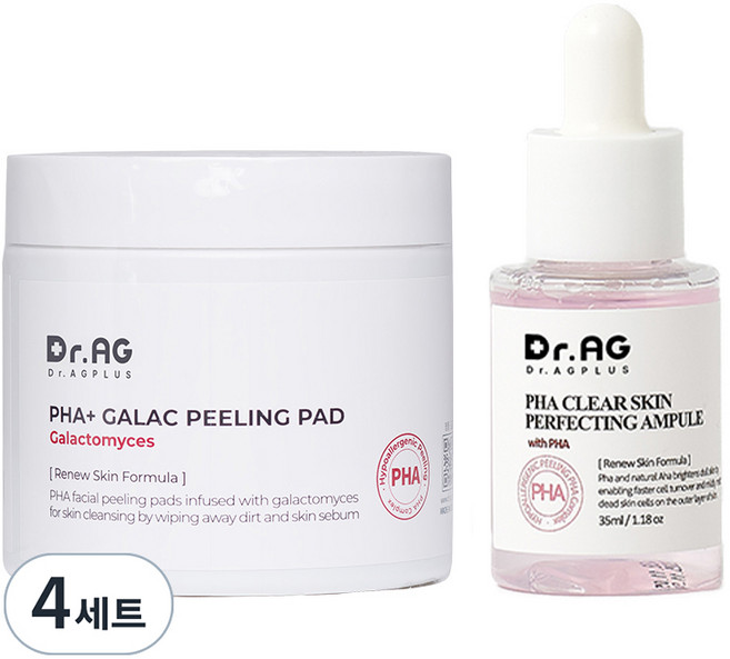 Dr.Ag PHA果酸煥膚去角質棉片 60片入+PHA果酸煥膚精華安瓶 30ml 2款組, 4組
