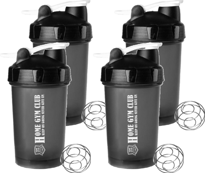 HOME GYM CLUB 居家健身 健身搖搖杯, 4個, 500ml, 黑色