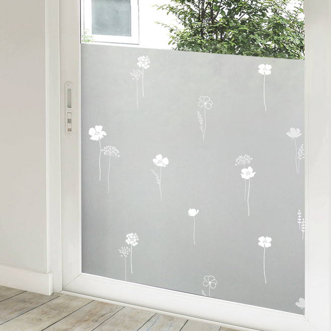 지엔홈 국내산 열차단 자외선차단 무점착 유리창시트지, 미스티플로라 NWS-03