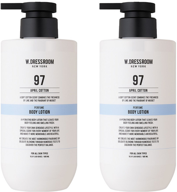 W.DRESSROOM 多麗絲 保濕香氛身體乳 No.97 April Cotton, 500ml, 2瓶