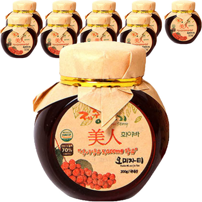 제주이야기 미인 화이바 꼬마 오미자차, 200g, 1개입, 10개