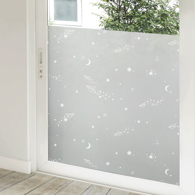 지엔홈 국내산 열차단 자외선차단 무점착 유리창시트지, 미스티비행기 NWS-04