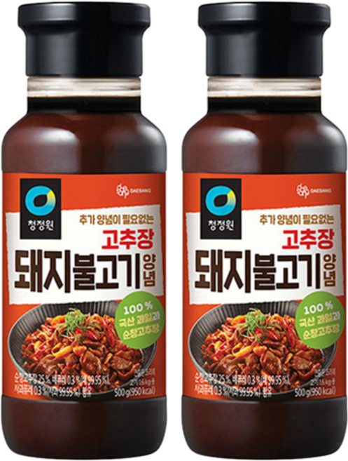 청정원 고추장 돼지불고기 양념, 500g, 2개