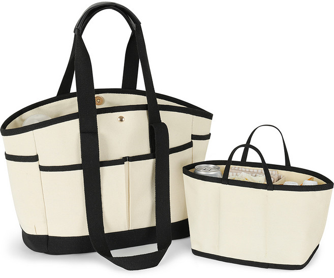 애드에딧 라피네 대용량 캔버스 기저귀 가방 + 이너백 세트, Ivory