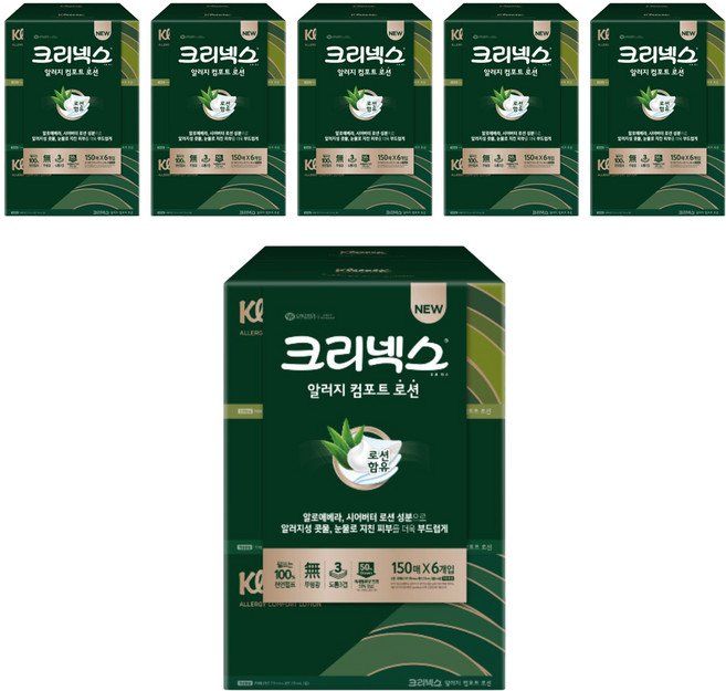 크리넥스 알러지컴포트 로션 각티슈 3겹, 150매, 36개