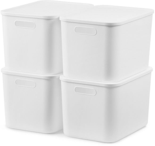 코멧 홈 심플한 리빙박스 팬트리 정리함 L, 1단, 화이트