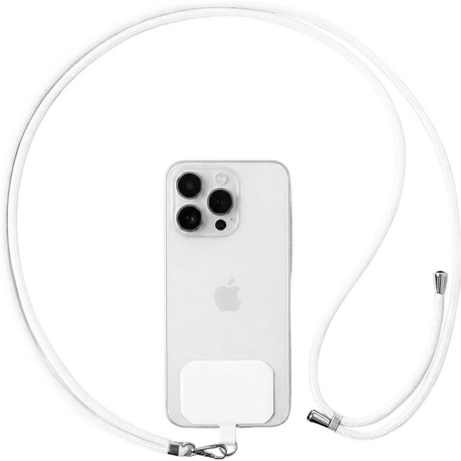 하이퀄 전기종 가능 길이조절 핸드폰 스트랩, 화이트, 1개