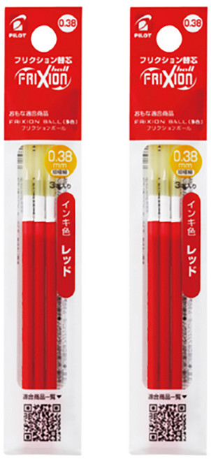 프릭션 볼 슬림 볼펜용 리필심 0.38mm, 레드, 6개