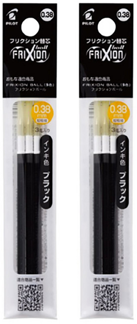 프릭션 볼 슬림 볼펜용 리필심 0.38mm, 블랙, 6개