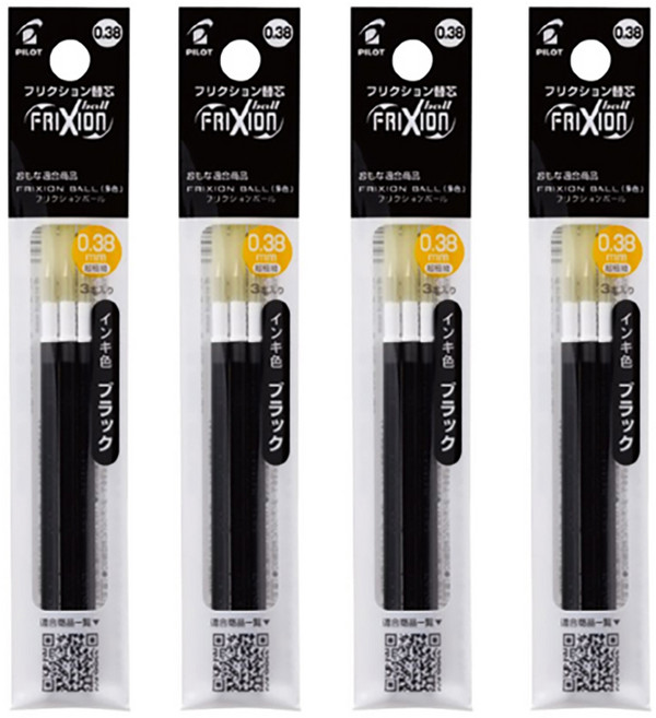 프릭션 볼 슬림 볼펜용 리필심 0.38mm, 블랙, 12개