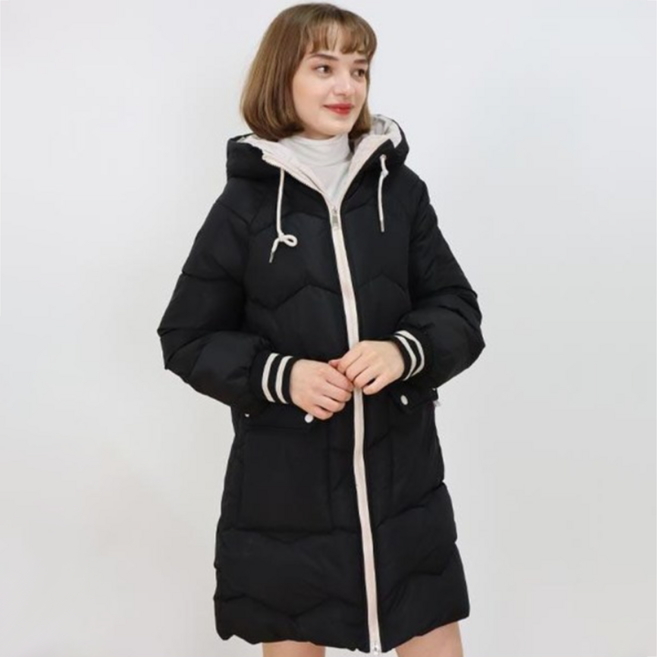 페이퍼먼츠 여성용 러블리 배색 루즈핏 후드 패딩 13535