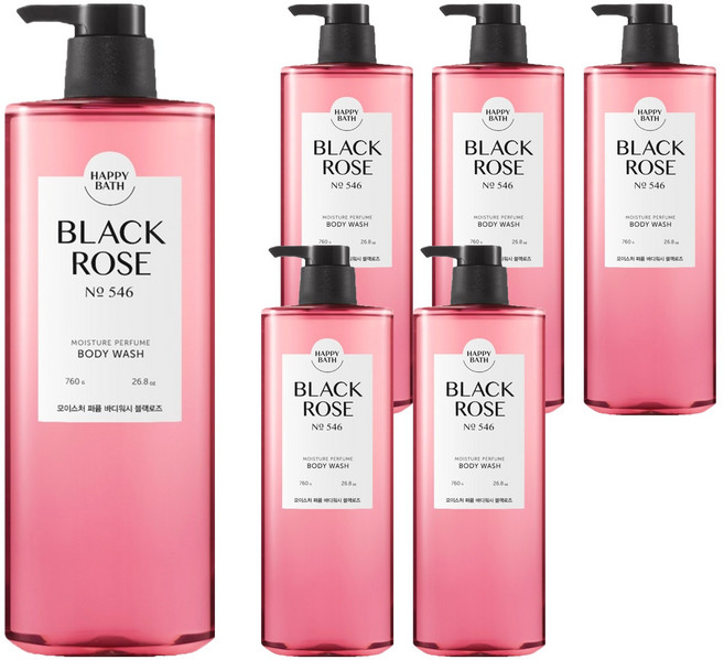 해피바스 모이스처 퍼퓸 바디워시 블랙로즈 향, 760g, 6개
