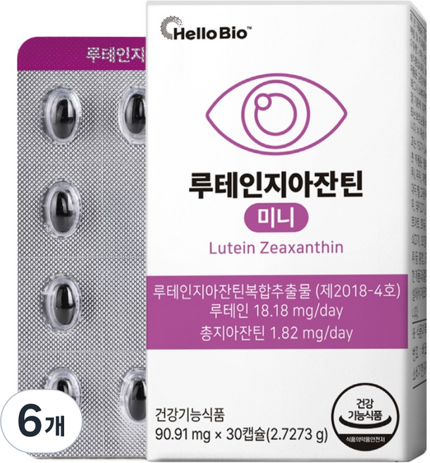헬로바이오 루테인 지아잔틴 미니 2.7273g, 30정, 6개