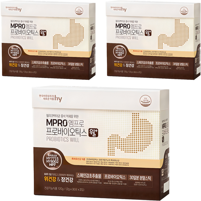 엠프로 프로바이오틱스 윌 플러스 유산균, 120g, 3개