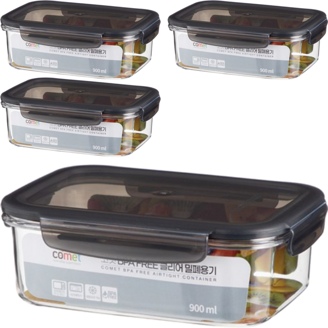 comet BPA Free 密封保鮮盒, 4個容器 + 4個蓋子, 1組