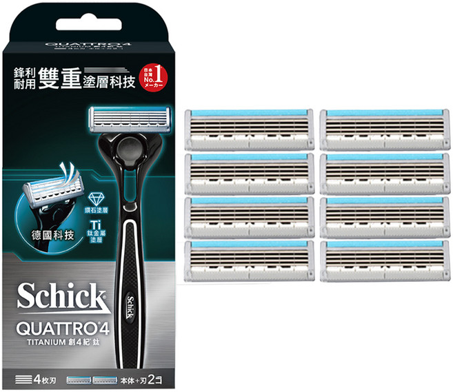 Schick 舒適牌 創4紀鈦刮鬍刀組, 刀把 + 刀片, 1組