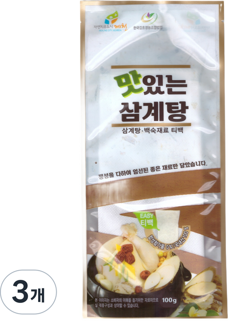 한국감초영농조합법인 맛있는 삼계탕 한방백숙 티백, 3개, 100g