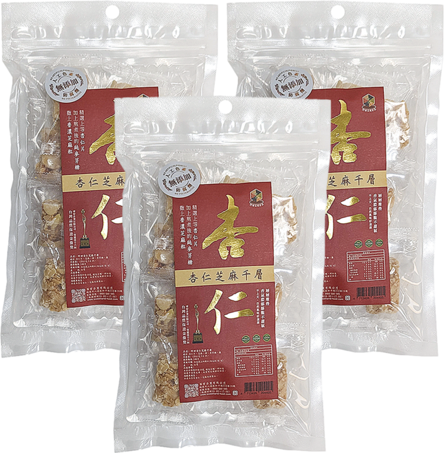 珍田生機 杏仁芝麻千層, 120g, 3袋