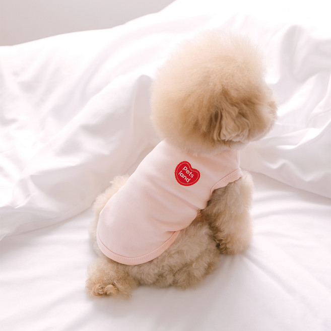 PETSLAND 狗狗日常愛心素色T恤, 1個, 寶寶粉