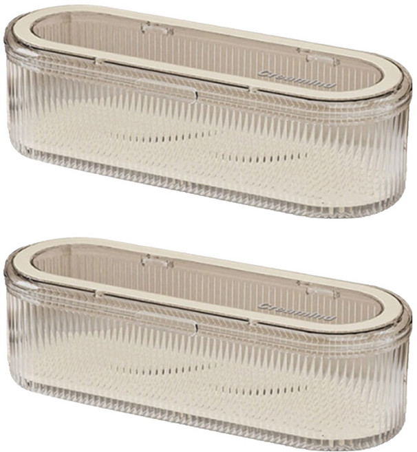 에버하우스 메이크업 퍼프 브러쉬 수납함 A타입, 2개, 아이보리