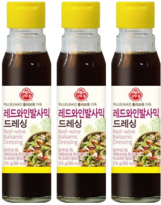오뚜기 레드와인 발사믹 드레싱, 215g, 3개