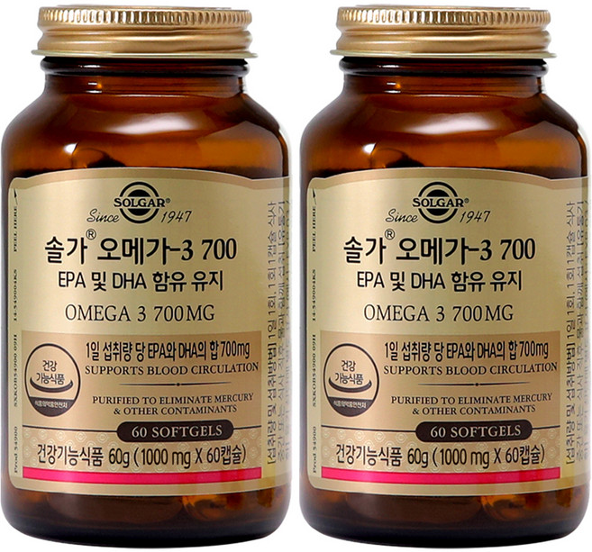 솔가 오메가3 700, 60정, 60g, 2개