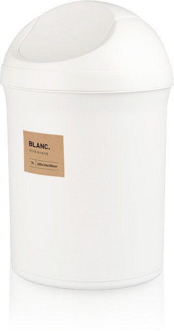 블랑오브제 반타원 푸쉬 휴지통 7L, 화이트