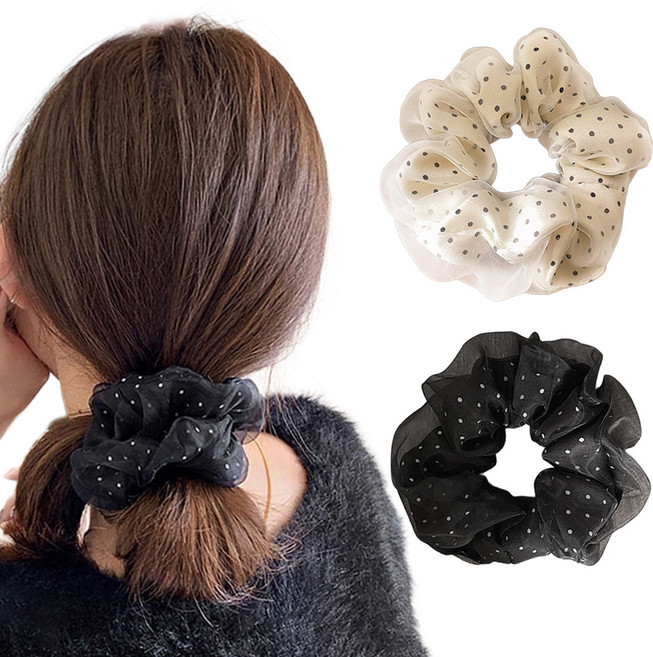 워더미 쉬폰 도트 곱창밴드 2종 세트 M2043