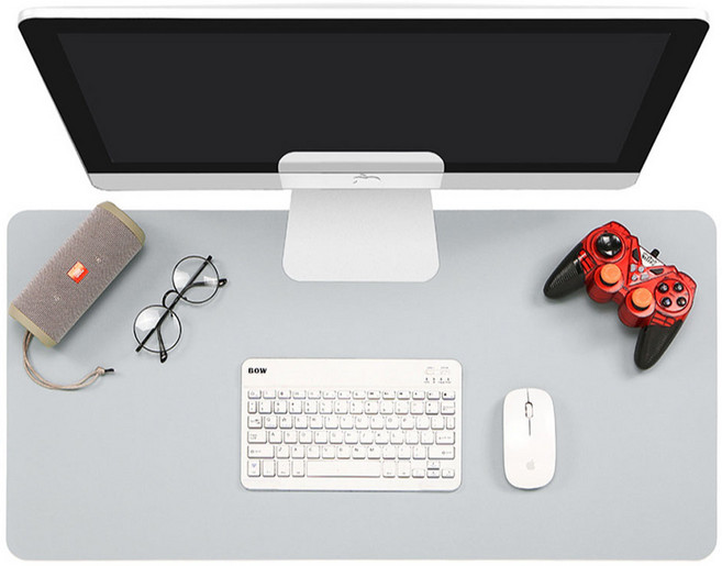 베네블 가죽 심플 와이드 데스크매트, 그레이