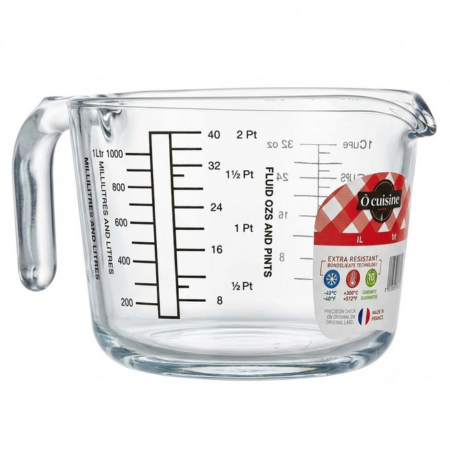 法國 o cuisine 耐熱玻璃烘焙調理量杯 1L 透明 1個