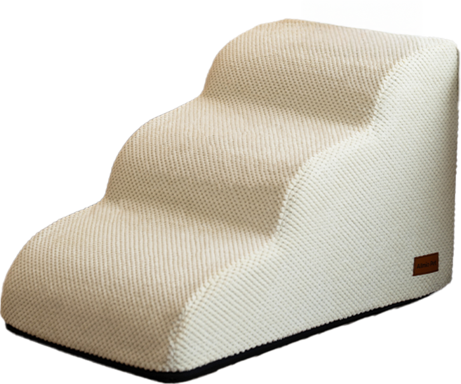 Allmio Pet 雲朵布料狗狗階梯 奶油象牙 1個 3層