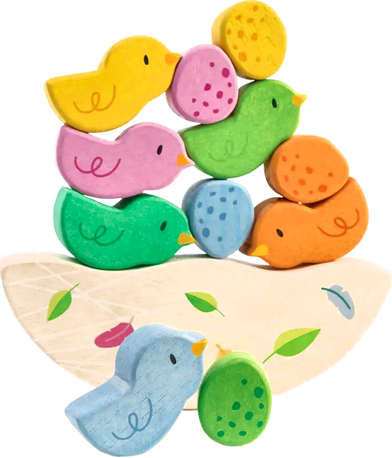 tender leaf 鳥巢平衡疊疊樂 18個月以上, 多色, 1組