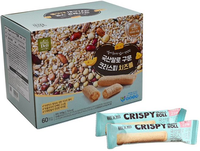 파머스델리 쌀로 구운 크리스피 치즈롤 60p, 510g, 1개