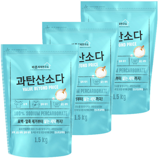 바른세제연구소 과탄산소다, 1.5kg, 3개