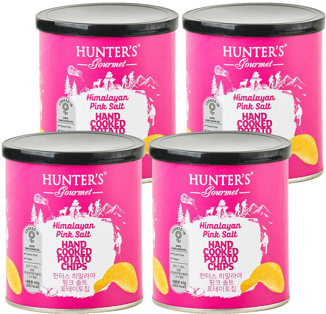 HUNTER'S gourmet 喜馬拉雅粉紅鹽薯片, 40g, 4罐
