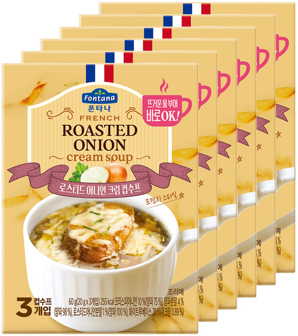 폰타나 프렌치 로스티드 어니언 크림 컵수프, 60g, 6개