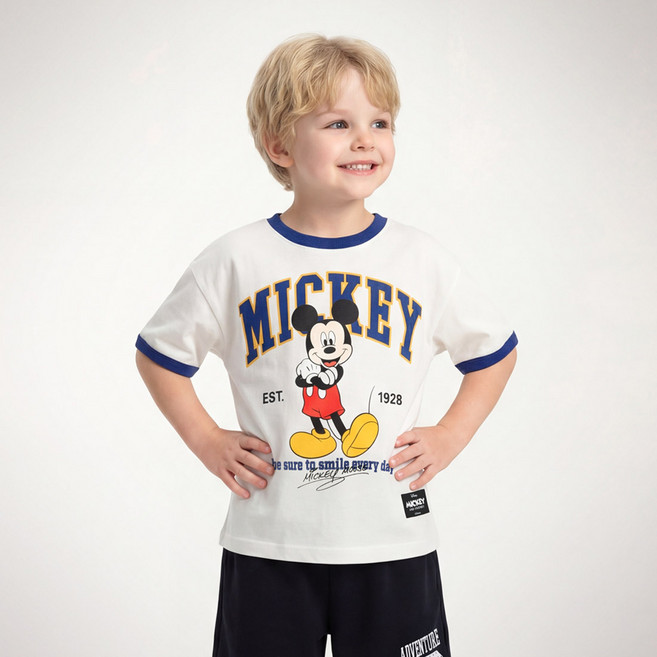 젤리스푼 아동용 디즈니 미키 마우스 스탠딩 링어 반팔 티셔츠