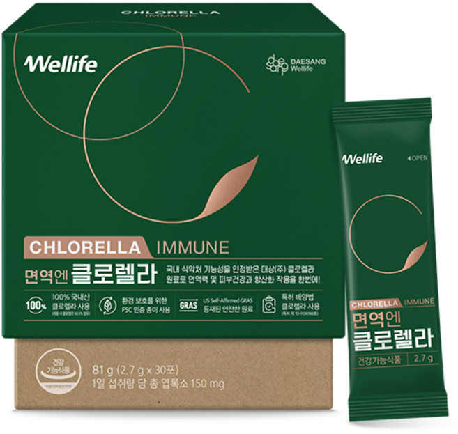 대상웰라이프 정품 면역엔 클로렐라 30p, 81g, 1개