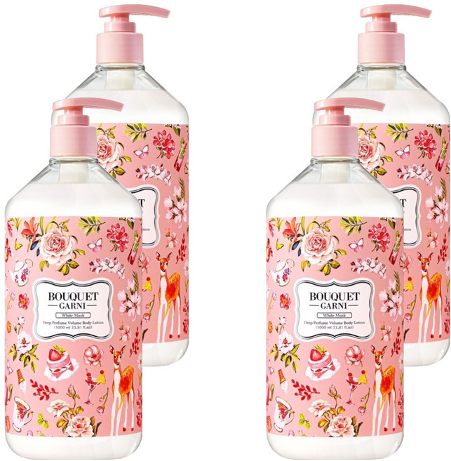 부케가르니 딥 퍼퓸 볼륨 바디로션 화이트머스크, 1L, 4개