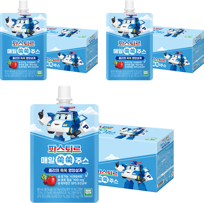 파스퇴르 유아용 매일 쑥쑥 주스 10p, 800ml, 3개