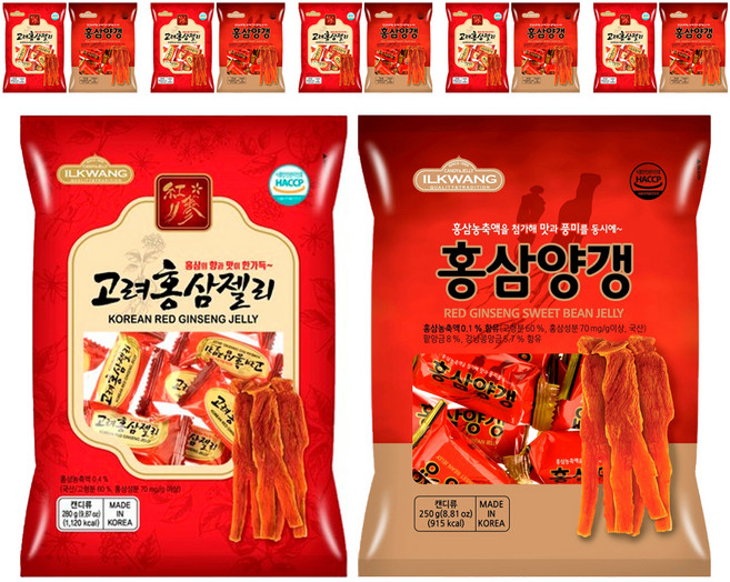 일광제과 홍삼양갱 250g + 고려홍삼젤리 280g, 530g, 6세트