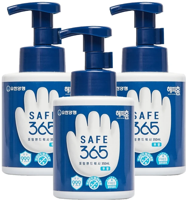 해피홈 SAFE 365 포밍핸드워시 무향, 350ml, 3개 - 쿠팡