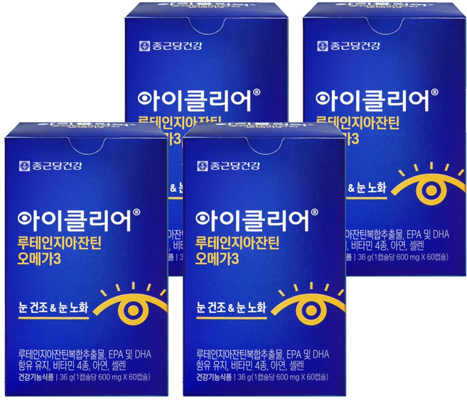 아이클리어 루테인 지아잔틴 오메가3, 60정, 4개