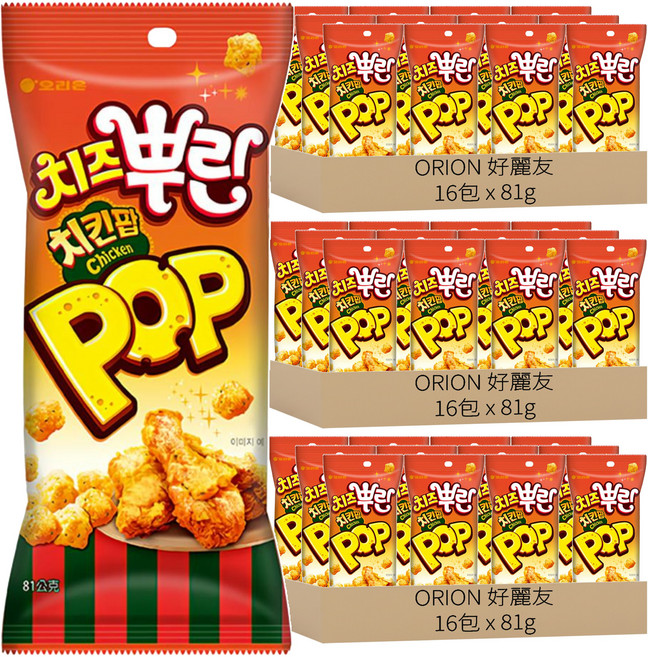 ORION 好麗友 雞米花脆餅 韓式起司炸雞口味, 81g, 48包