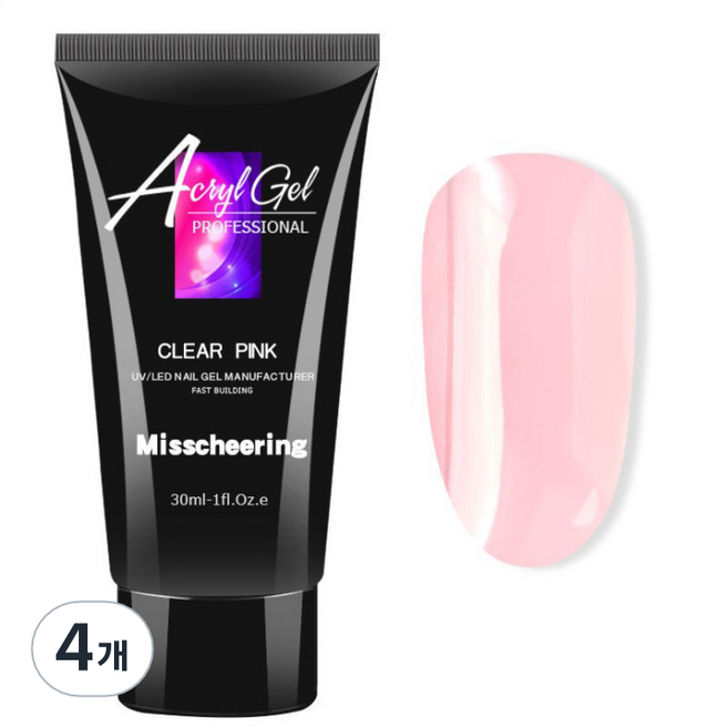 Misscheering 美甲延甲膠, 07 Clear Pink, 30ml, 4條