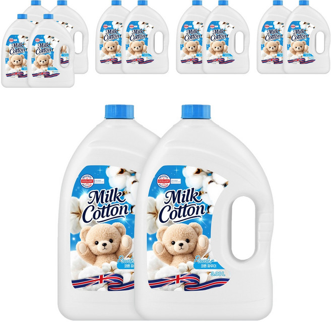 밀크코튼 섬유유연제 파우더 코튼 파우더향 본품, 3.06L, 12개