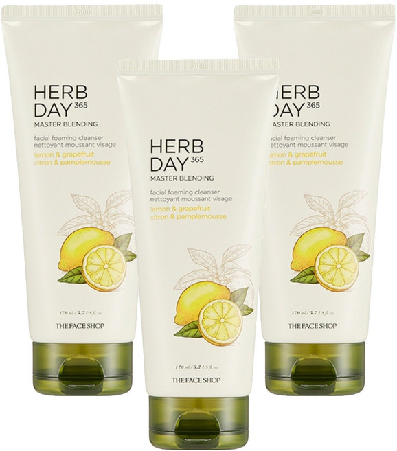 더페이스샵 허브데이 마스터 블렌딩 클렌징폼 레몬, 170ml, 3개