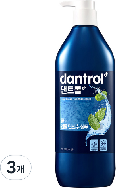 댄트롤 쿨링 멘톨 탄산수 샴푸, 820ml, 3개